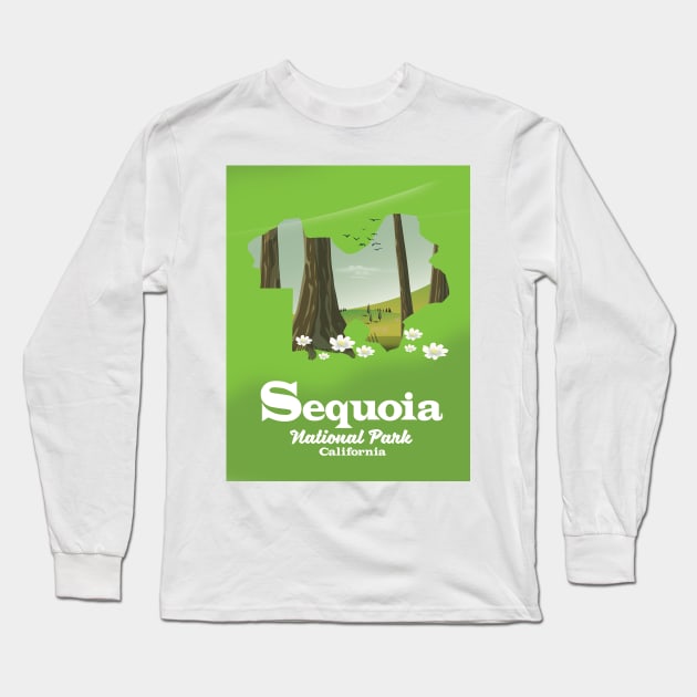 Sequoia National park map Long Sleeve T-Shirt by nickemporium1